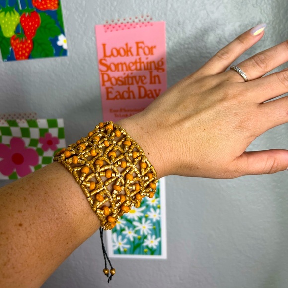 Vintage bohemian beaded cuff bracelet - Picture 1 of 5